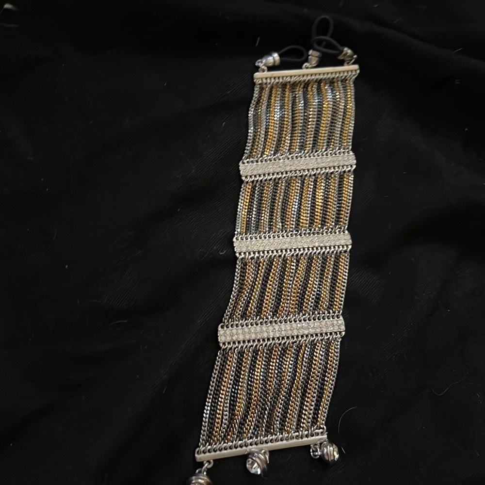 multi metal chain bracelet with  diamond  dividers